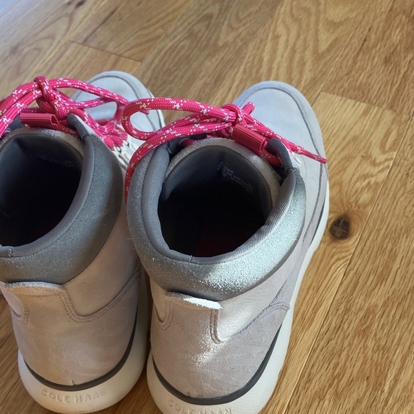 Cole Haan Grand Zero Gray Leather Women's Hiking Boots with Pink Laces - Picture 10 of 11